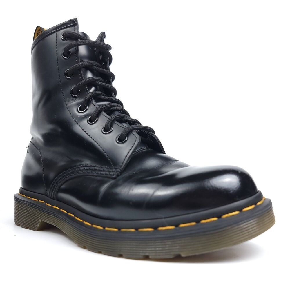 DR. MARTENS 1460 Black Smooth Leather Grunge Goth Combat Boots Workwear 90s Y2k